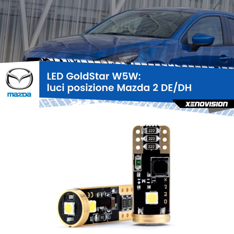 <strong>Luci posizione LED Mazda 2</strong> DE/DH 2007-2015: ottima luminosità a 360 gradi. Si inseriscono ovunque. Canbus, Top Quality.