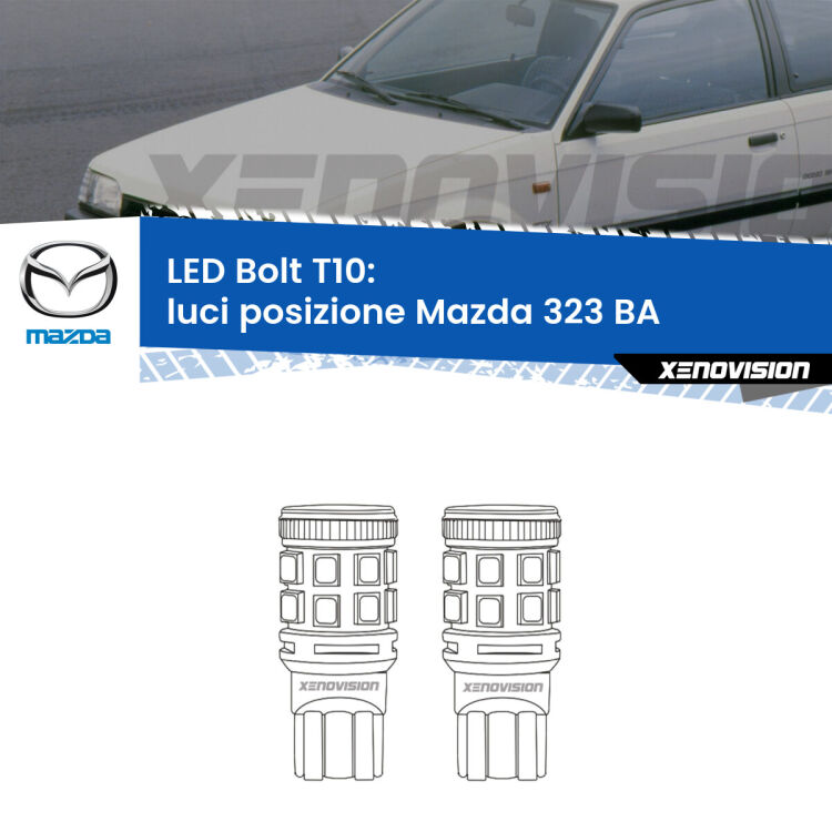 <strong>Luci posizione LED per Mazda 323</strong> BA 1994-1998. Coppia lampade <strong>T10</strong> modello Bolt canbus.