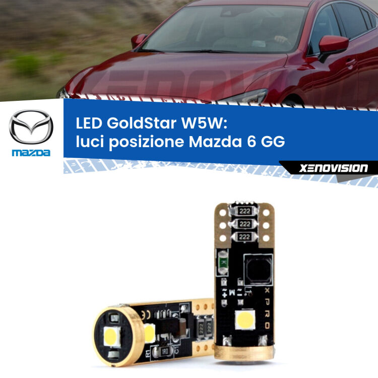 <strong>Luci posizione LED Mazda 6</strong> GG 2002-2007: ottima luminosità a 360 gradi. Si inseriscono ovunque. Canbus, Top Quality.