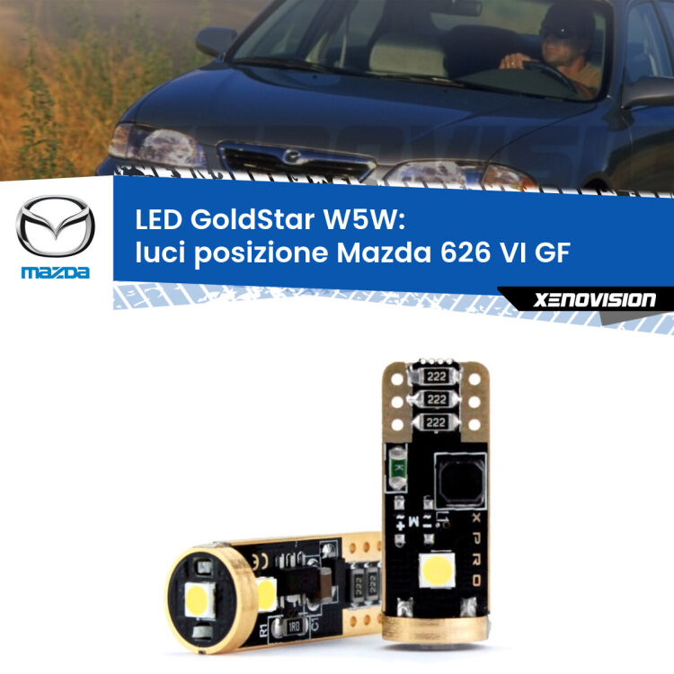 <strong>Luci posizione LED Mazda 626 VI</strong> GF 1997-2002: ottima luminosità a 360 gradi. Si inseriscono ovunque. Canbus, Top Quality.