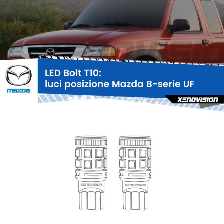 <strong>Luci posizione LED per Mazda B-serie</strong> UF 1996-1999. Coppia lampade <strong>T10</strong> modello Bolt canbus.