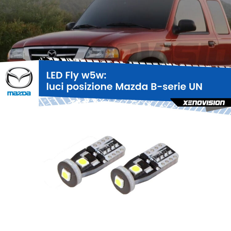 <strong>luci posizione LED per Mazda B-serie</strong> UN 1999-2006. Coppia lampadine <strong>w5w</strong> Canbus compatte modello Fly Xenovision.