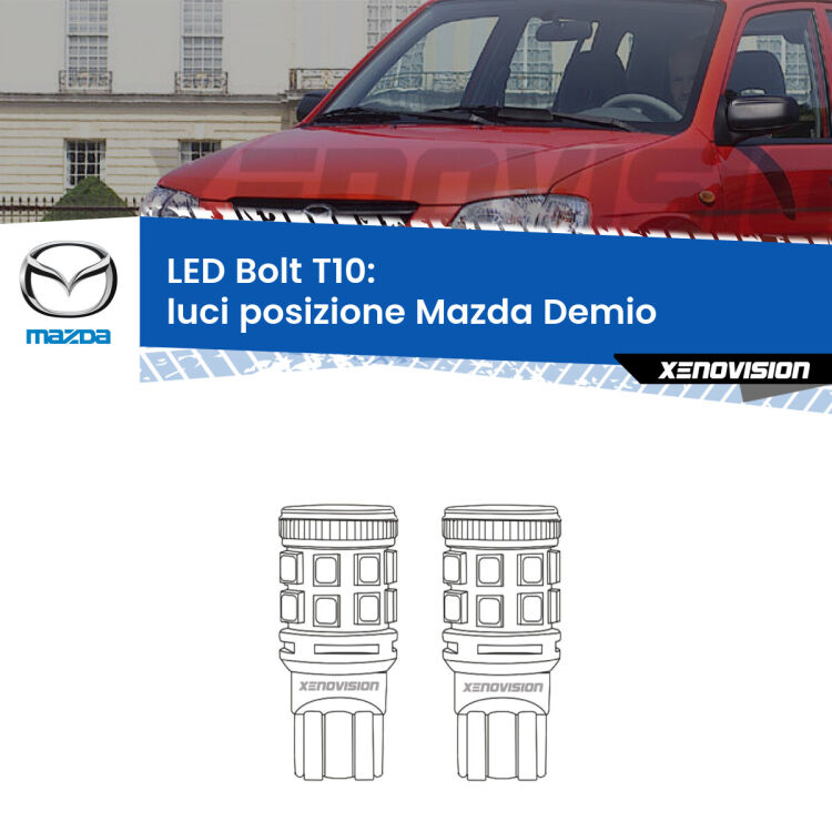 <strong>Luci posizione LED per Mazda Demio</strong>  1998-2003. Coppia lampade <strong>T10</strong> modello Bolt canbus.