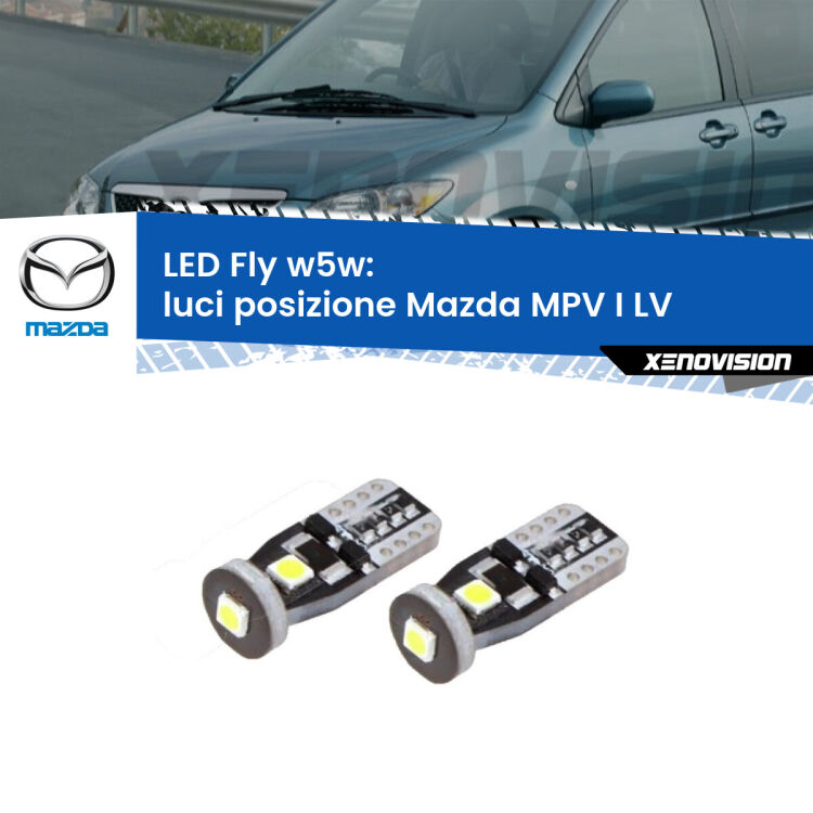 <strong>luci posizione LED per Mazda MPV I</strong> LV 1988-1999. Coppia lampadine <strong>w5w</strong> Canbus compatte modello Fly Xenovision.