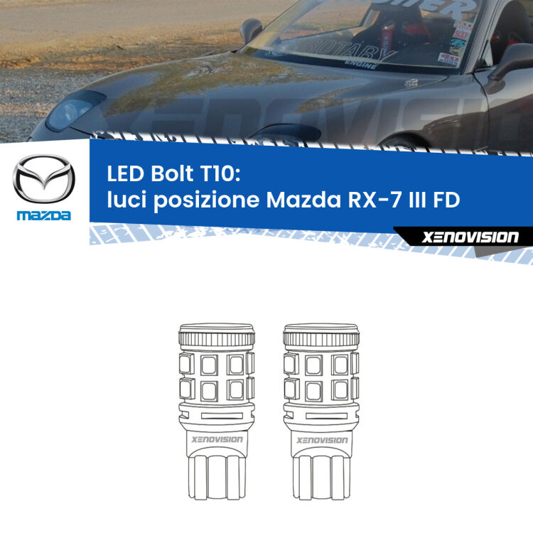 <strong>Luci posizione LED per Mazda RX-7 III</strong> FD 1992-2002. Coppia lampade <strong>T10</strong> modello Bolt canbus.