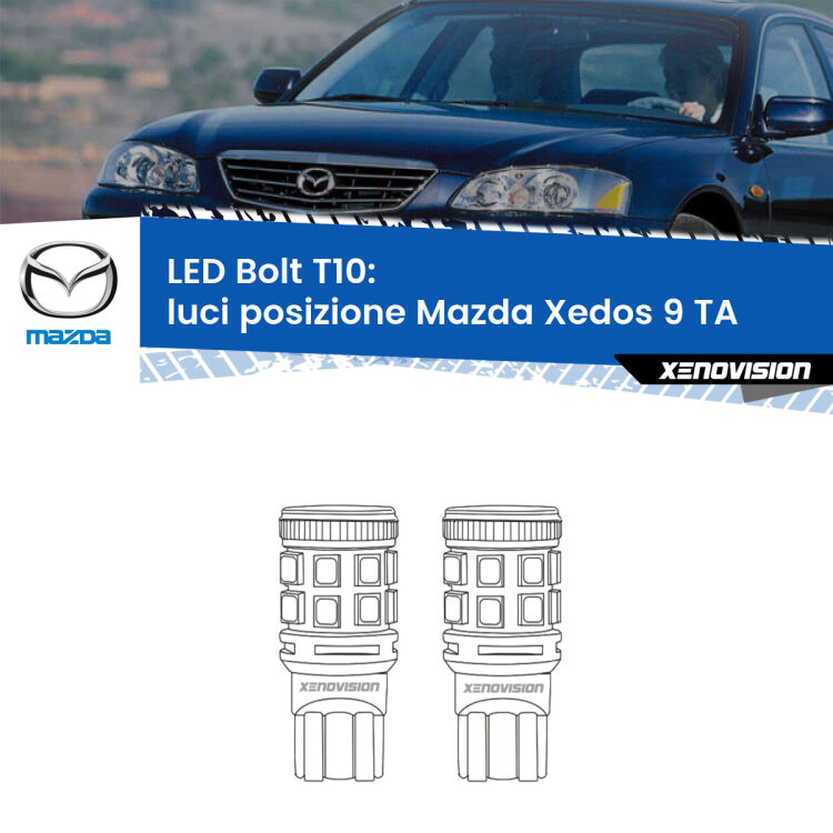 <strong>Luci posizione LED per Mazda Xedos 9</strong> TA 1993-2002. Coppia lampade <strong>T10</strong> modello Bolt canbus.