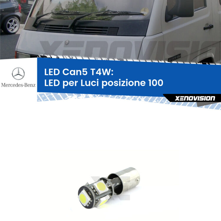 <strong>luci posizione LED per Mercedes 100</strong> 631 prima serie. Lampadina <strong>T4W</strong> BA9s Canbus da Xenovision.