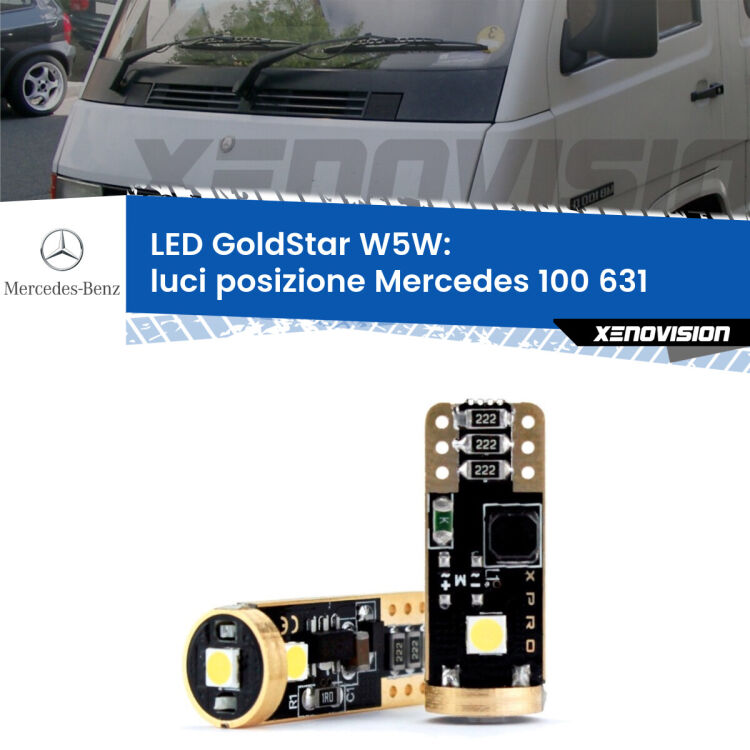 <strong>Luci posizione LED Mercedes 100</strong> 631 restyling: ottima luminosità a 360 gradi. Si inseriscono ovunque. Canbus, Top Quality.