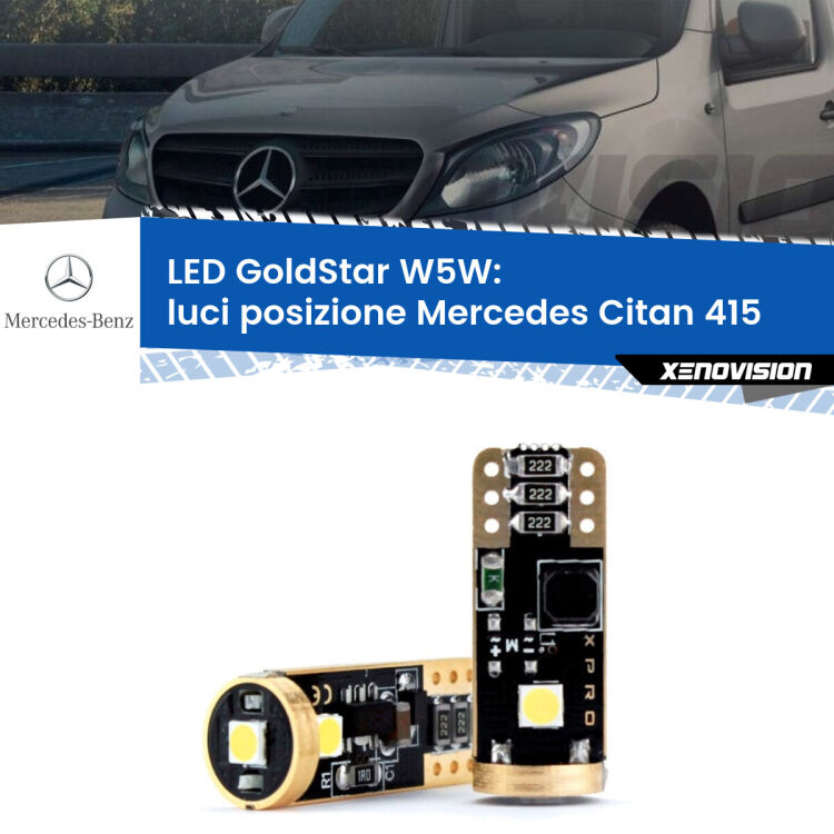 <strong>Luci posizione LED Mercedes Citan</strong> 415 2012in poi: ottima luminosità a 360 gradi. Si inseriscono ovunque. Canbus, Top Quality.