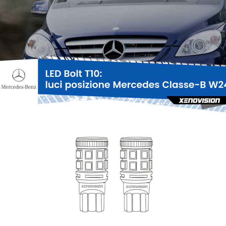 <strong>Luci posizione LED per Mercedes Classe-B</strong> W245 2005-2011. Coppia lampade <strong>T10</strong> modello Bolt canbus.