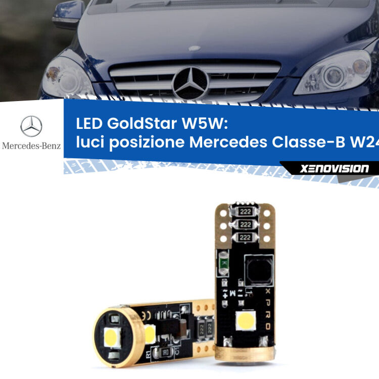 <strong>Luci posizione LED Mercedes Classe-B</strong> W245 2005-2011: ottima luminosità a 360 gradi. Si inseriscono ovunque. Canbus, Top Quality.