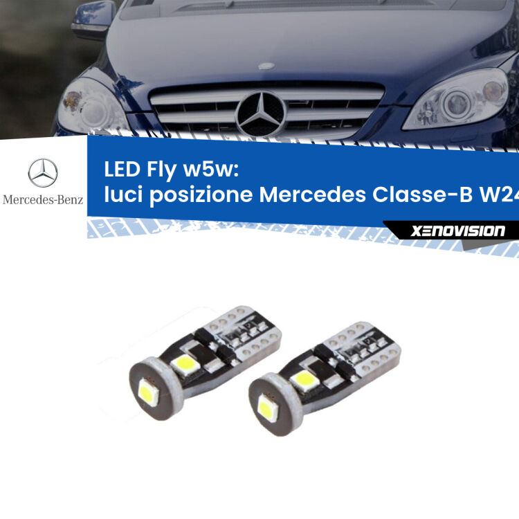 <strong>luci posizione LED per Mercedes Classe-B</strong> W245 2005-2011. Coppia lampadine <strong>w5w</strong> Canbus compatte modello Fly Xenovision.