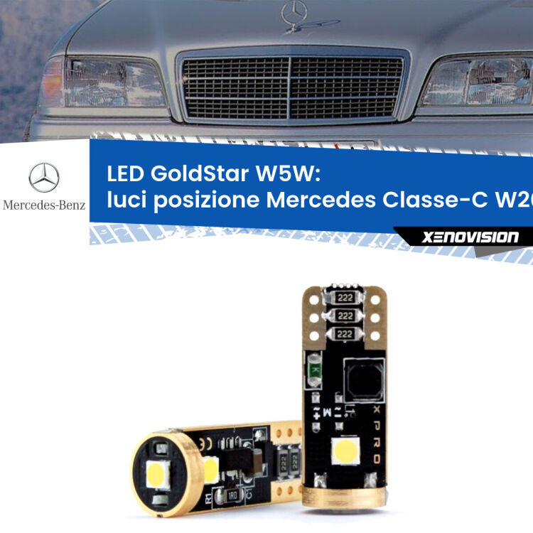 <strong>Luci posizione LED Mercedes Classe-C</strong> W202 1993-2000: ottima luminosità a 360 gradi. Si inseriscono ovunque. Canbus, Top Quality.