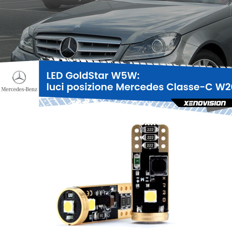 <strong>Luci posizione LED Mercedes Classe-C</strong> W204 2007-2014: ottima luminosità a 360 gradi. Si inseriscono ovunque. Canbus, Top Quality.