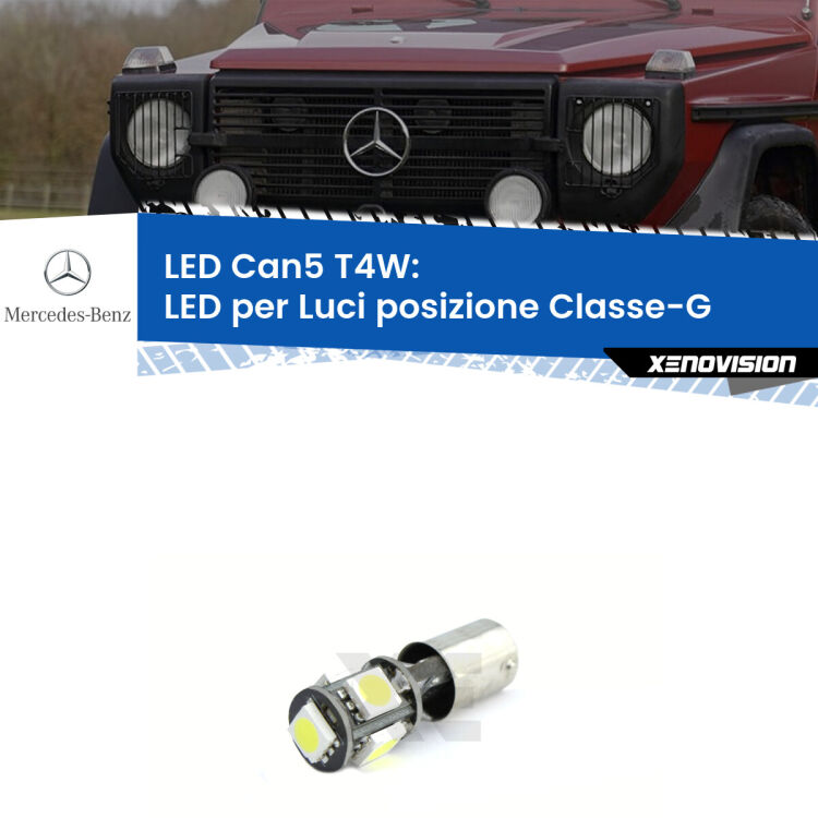 <strong>luci posizione LED per Mercedes Classe-G</strong> W461 1990-2000. Lampadina <strong>T4W</strong> BA9s Canbus da Xenovision.