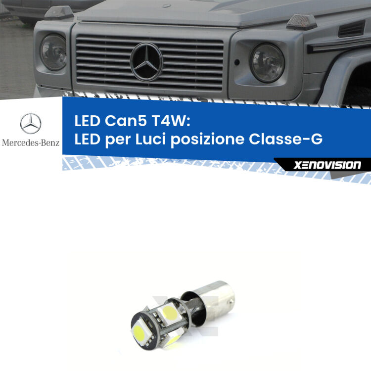 <strong>luci posizione LED per Mercedes Classe-G</strong> W463 1991-2004. Lampadina <strong>T4W</strong> BA9s Canbus da Xenovision.