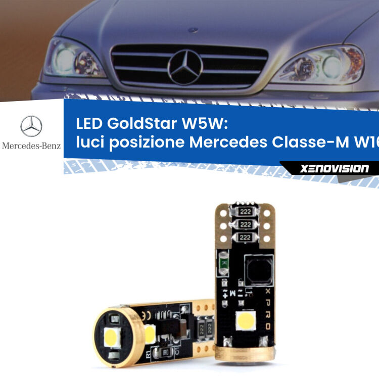 <strong>Luci posizione LED Mercedes Classe-M</strong> W163 1998-2005: ottima luminosità a 360 gradi. Si inseriscono ovunque. Canbus, Top Quality.