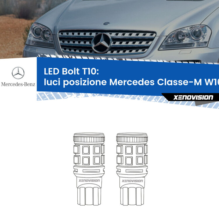 <strong>Luci posizione LED per Mercedes Classe-M</strong> W164 2005-2011. Coppia lampade <strong>T10</strong> modello Bolt canbus.