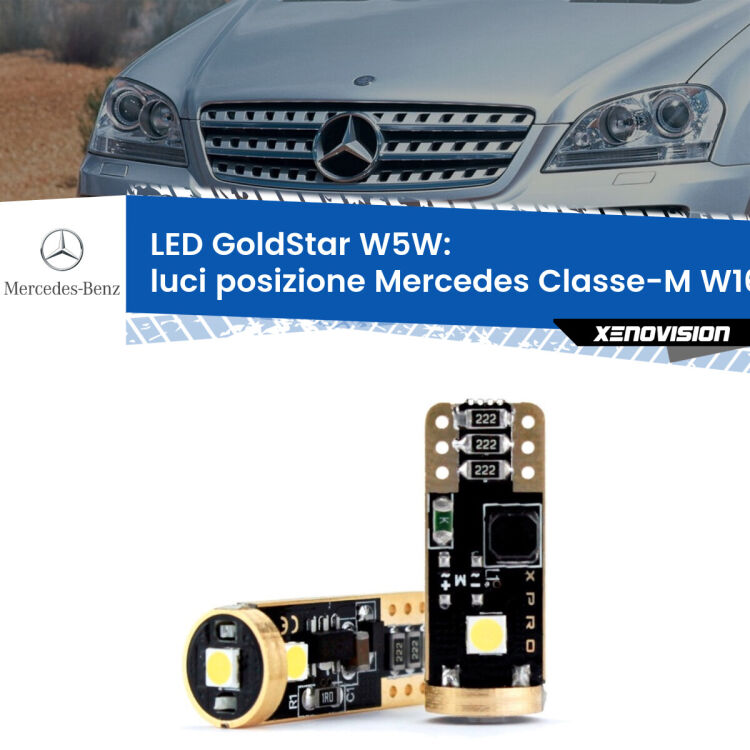 <strong>Luci posizione LED Mercedes Classe-M</strong> W164 2005-2011: ottima luminosità a 360 gradi. Si inseriscono ovunque. Canbus, Top Quality.