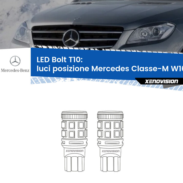 <strong>Luci posizione LED per Mercedes Classe-M</strong> W166 2011-2015. Coppia lampade <strong>T10</strong> modello Bolt canbus.