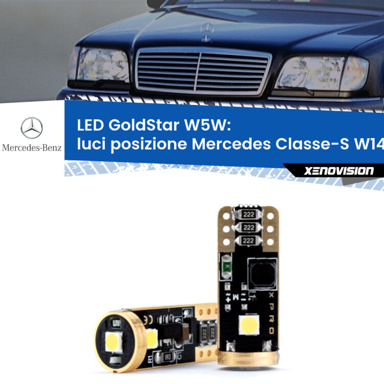 <strong>Luci posizione LED Mercedes Classe-S</strong> W140 1991-1998: ottima luminosità a 360 gradi. Si inseriscono ovunque. Canbus, Top Quality.