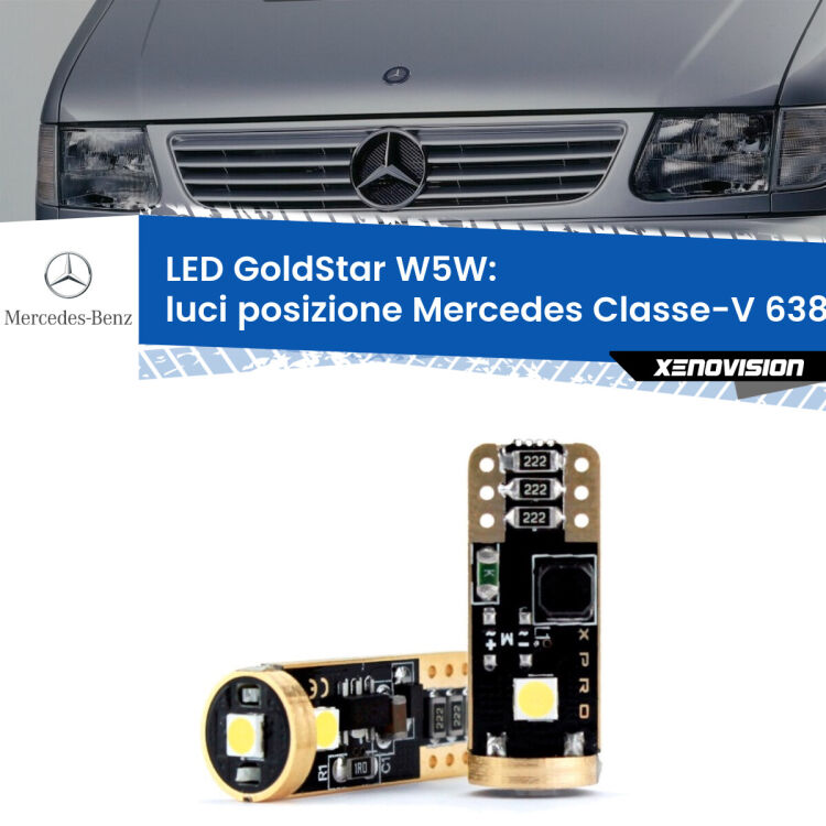 <strong>Luci posizione LED Mercedes Classe-V</strong> 638/2 1996-2003: ottima luminosità a 360 gradi. Si inseriscono ovunque. Canbus, Top Quality.