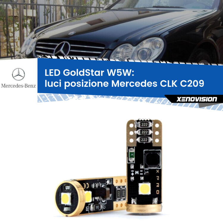 <strong>Luci posizione LED Mercedes CLK</strong> C209 2002-2009: ottima luminosità a 360 gradi. Si inseriscono ovunque. Canbus, Top Quality.