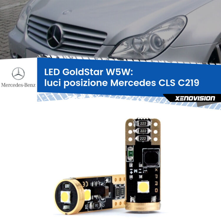 <strong>Luci posizione LED Mercedes CLS</strong> C219 2004-2010: ottima luminosità a 360 gradi. Si inseriscono ovunque. Canbus, Top Quality.