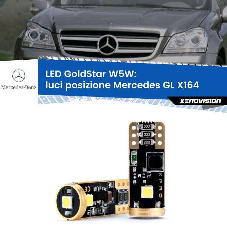 <strong>Luci posizione LED Mercedes GL</strong> X164 2006-2012: ottima luminosità a 360 gradi. Si inseriscono ovunque. Canbus, Top Quality.