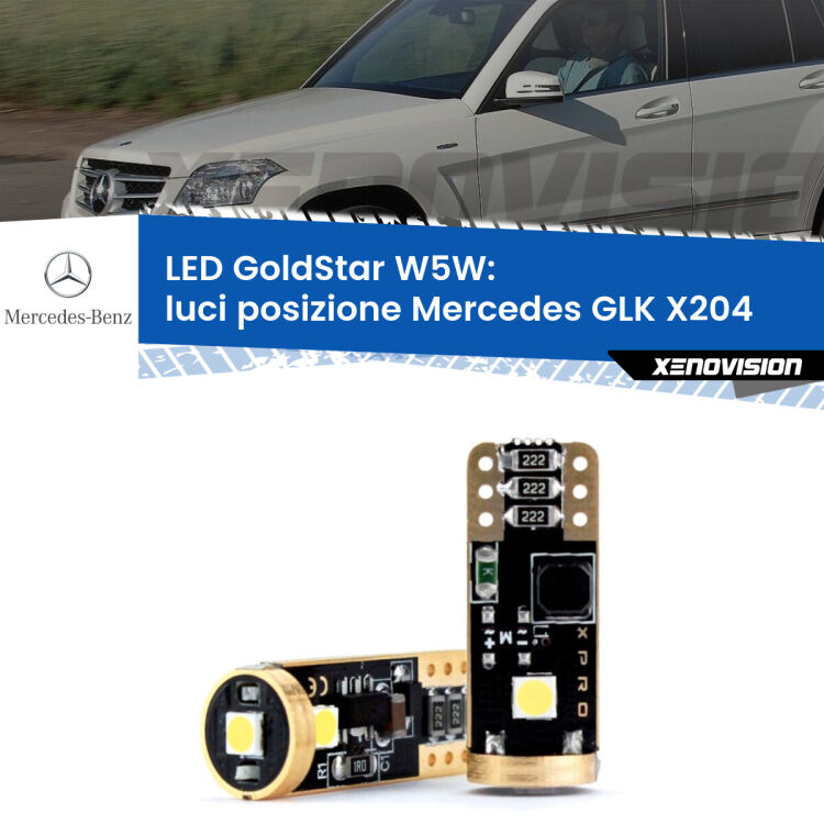 <strong>Luci posizione LED Mercedes GLK</strong> X204 senza luci diurne: ottima luminosità a 360 gradi. Si inseriscono ovunque. Canbus, Top Quality.