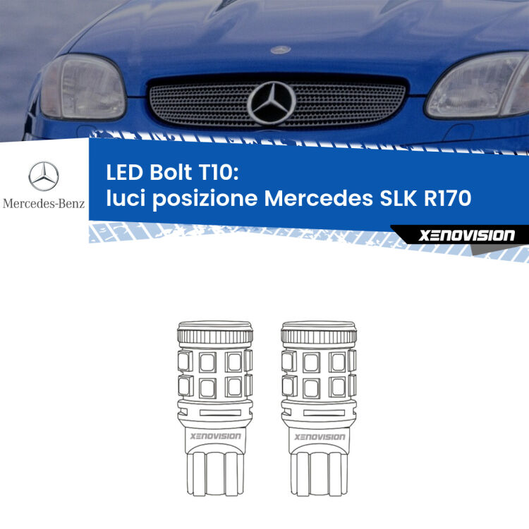 <strong>Luci posizione LED per Mercedes SLK</strong> R170 1996-2004. Coppia lampade <strong>T10</strong> modello Bolt canbus.