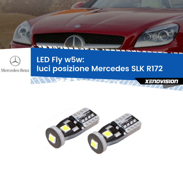 <strong>luci posizione LED per Mercedes SLK</strong> R172 2011in poi. Coppia lampadine <strong>w5w</strong> Canbus compatte modello Fly Xenovision.