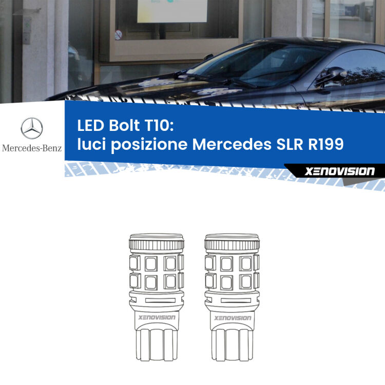 <strong>Luci posizione LED per Mercedes SLR</strong> R199 2004in poi. Coppia lampade <strong>T10</strong> modello Bolt canbus.