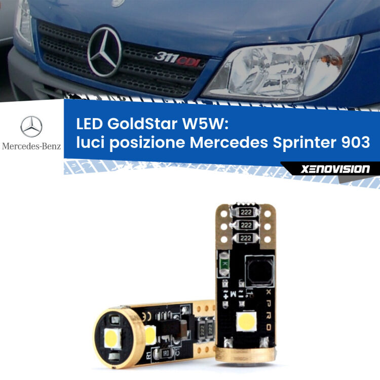 <strong>Luci posizione LED Mercedes Sprinter</strong> 903 1995-2006: ottima luminosità a 360 gradi. Si inseriscono ovunque. Canbus, Top Quality.