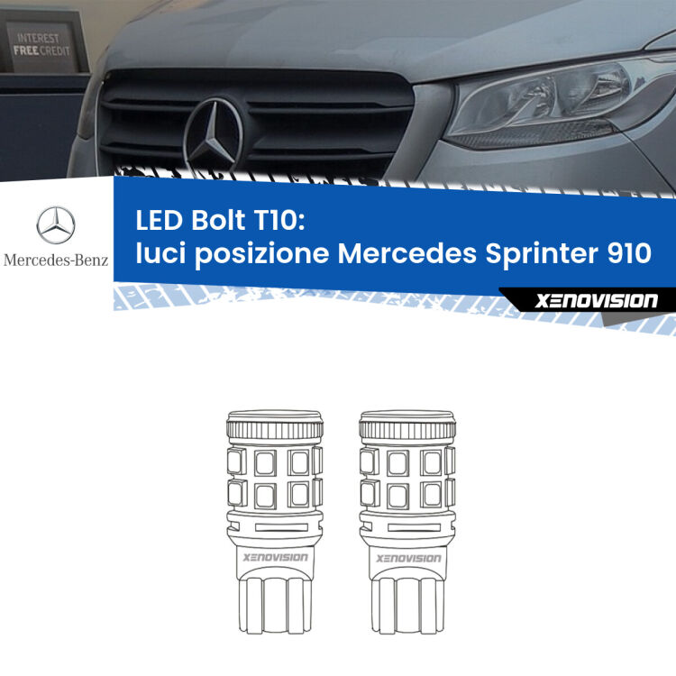 <strong>Luci posizione LED per Mercedes Sprinter</strong> 910 2018in poi. Coppia lampade <strong>T10</strong> modello Bolt canbus.