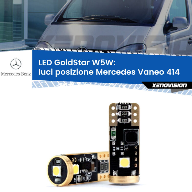 <strong>Luci posizione LED Mercedes Vaneo</strong> 414 2002-2005: ottima luminosità a 360 gradi. Si inseriscono ovunque. Canbus, Top Quality.