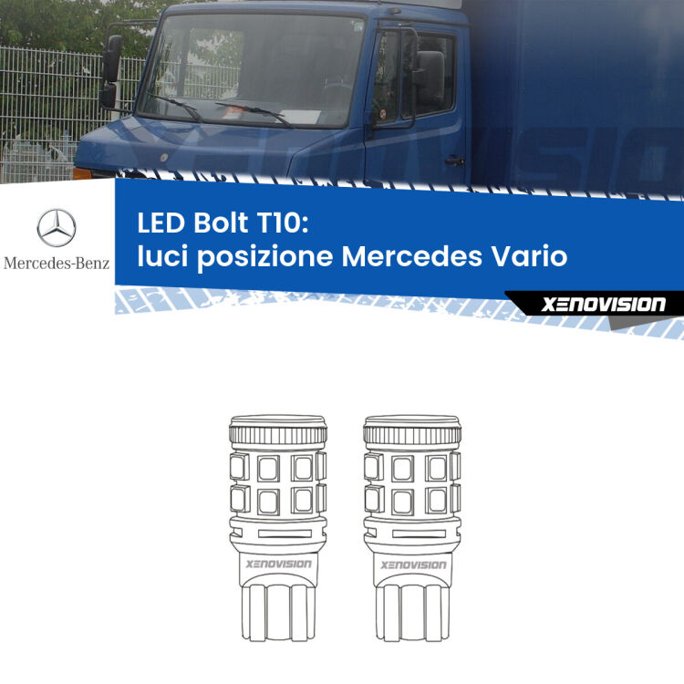 <strong>Luci posizione LED per Mercedes Vario</strong>  1996-2013. Coppia lampade <strong>T10</strong> modello Bolt canbus.