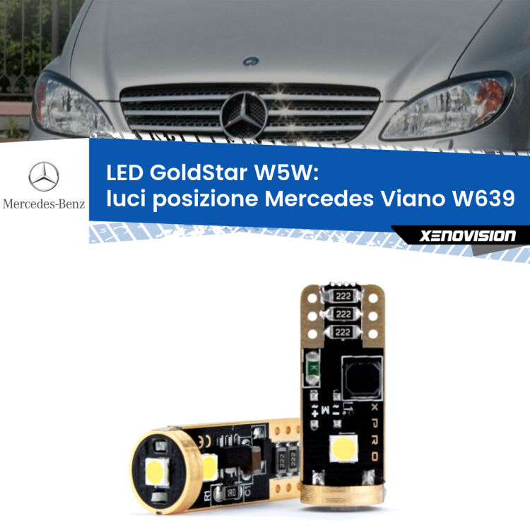 <strong>Luci posizione LED Mercedes Viano</strong> W639 2003-2007: ottima luminosità a 360 gradi. Si inseriscono ovunque. Canbus, Top Quality.