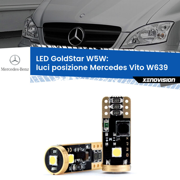 <strong>Luci posizione LED Mercedes Vito</strong> W639 2003-2012: ottima luminosità a 360 gradi. Si inseriscono ovunque. Canbus, Top Quality.