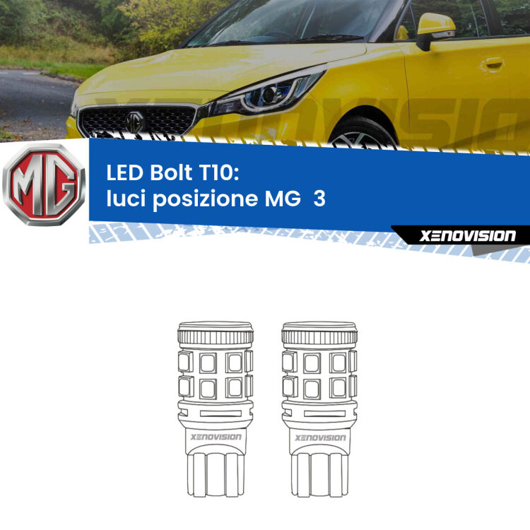 <strong>Luci posizione LED per MG  3</strong>  2011in poi. Coppia lampade <strong>T10</strong> modello Bolt canbus.