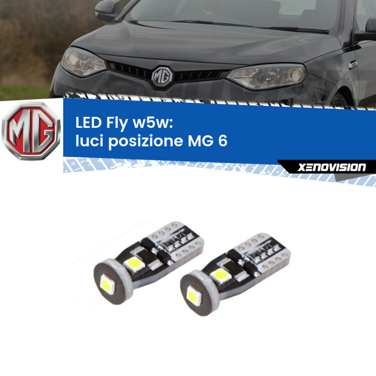 <strong>luci posizione LED per MG 6</strong>  2010in poi. Coppia lampadine <strong>w5w</strong> Canbus compatte modello Fly Xenovision.