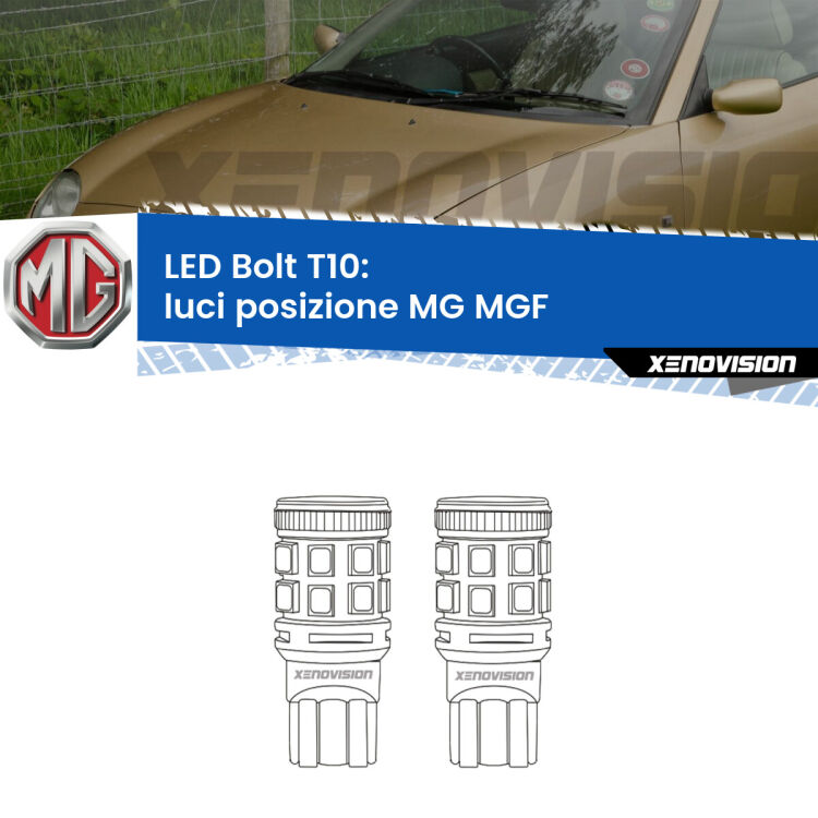 <strong>Luci posizione LED per MG MGF</strong>  1995-2002. Coppia lampade <strong>T10</strong> modello Bolt canbus.