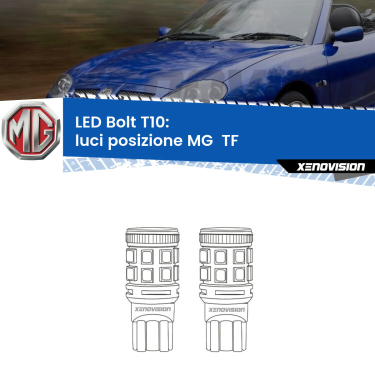 <strong>Luci posizione LED per MG  TF</strong>  2002-2009. Coppia lampade <strong>T10</strong> modello Bolt canbus.