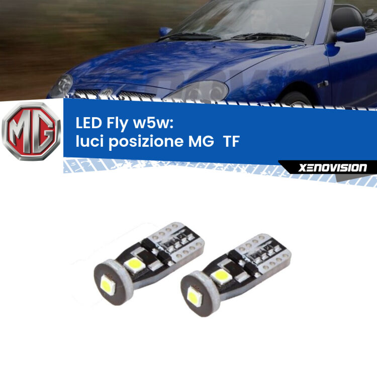 <strong>luci posizione LED per MG  TF</strong>  2002-2009. Coppia lampadine <strong>w5w</strong> Canbus compatte modello Fly Xenovision.