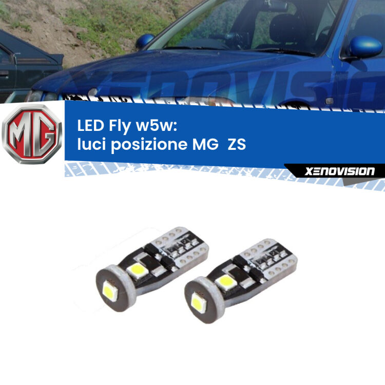 <strong>luci posizione LED per MG  ZS</strong>  2001-2005. Coppia lampadine <strong>w5w</strong> Canbus compatte modello Fly Xenovision.