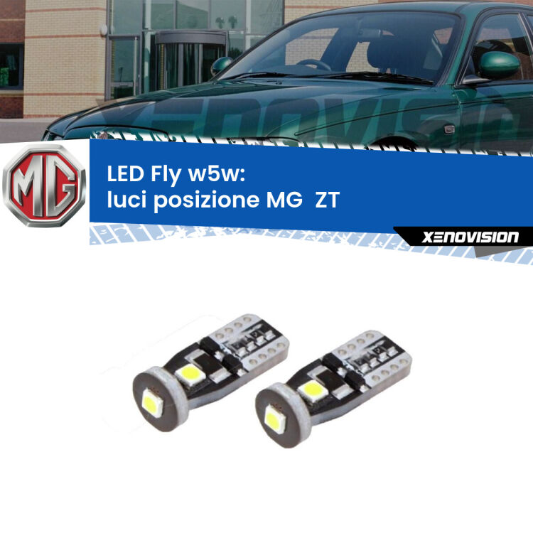 <strong>luci posizione LED per MG  ZT</strong>  2001-2005. Coppia lampadine <strong>w5w</strong> Canbus compatte modello Fly Xenovision.