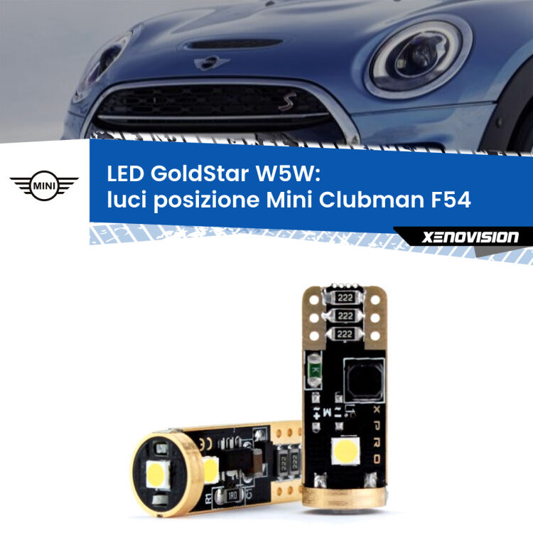 <strong>Luci posizione LED Mini Clubman</strong> F54 2014-2019: ottima luminosità a 360 gradi. Si inseriscono ovunque. Canbus, Top Quality.