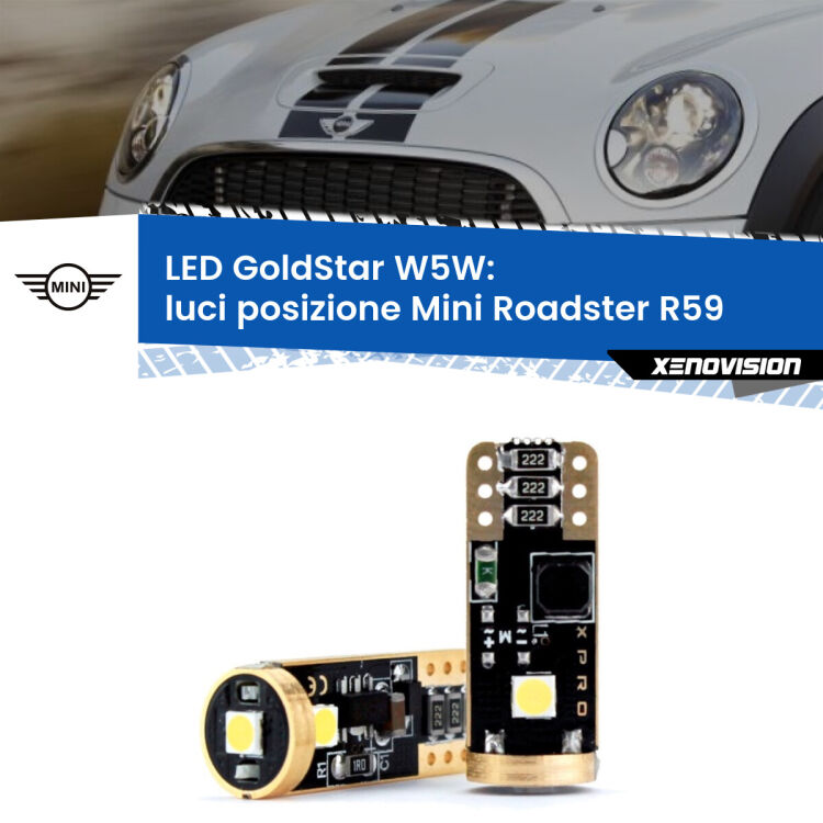 <strong>Luci posizione LED Mini Roadster</strong> R59 2012-2015: ottima luminosità a 360 gradi. Si inseriscono ovunque. Canbus, Top Quality.