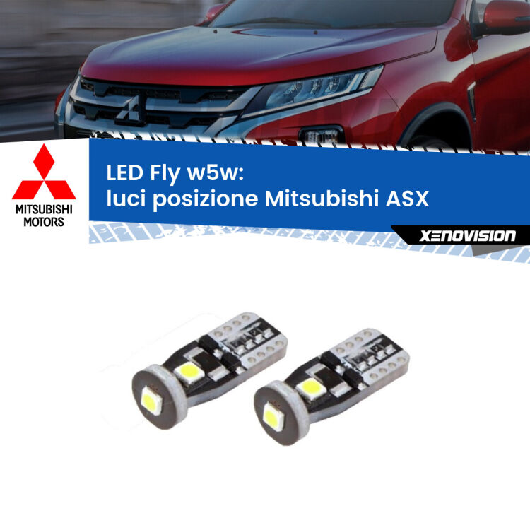 <strong>luci posizione LED per Mitsubishi ASX</strong>  2010-2015. Coppia lampadine <strong>w5w</strong> Canbus compatte modello Fly Xenovision.