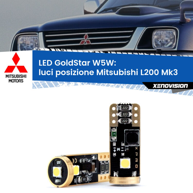 <strong>Luci posizione LED Mitsubishi L200</strong> Mk3 1996-2005: ottima luminosità a 360 gradi. Si inseriscono ovunque. Canbus, Top Quality.